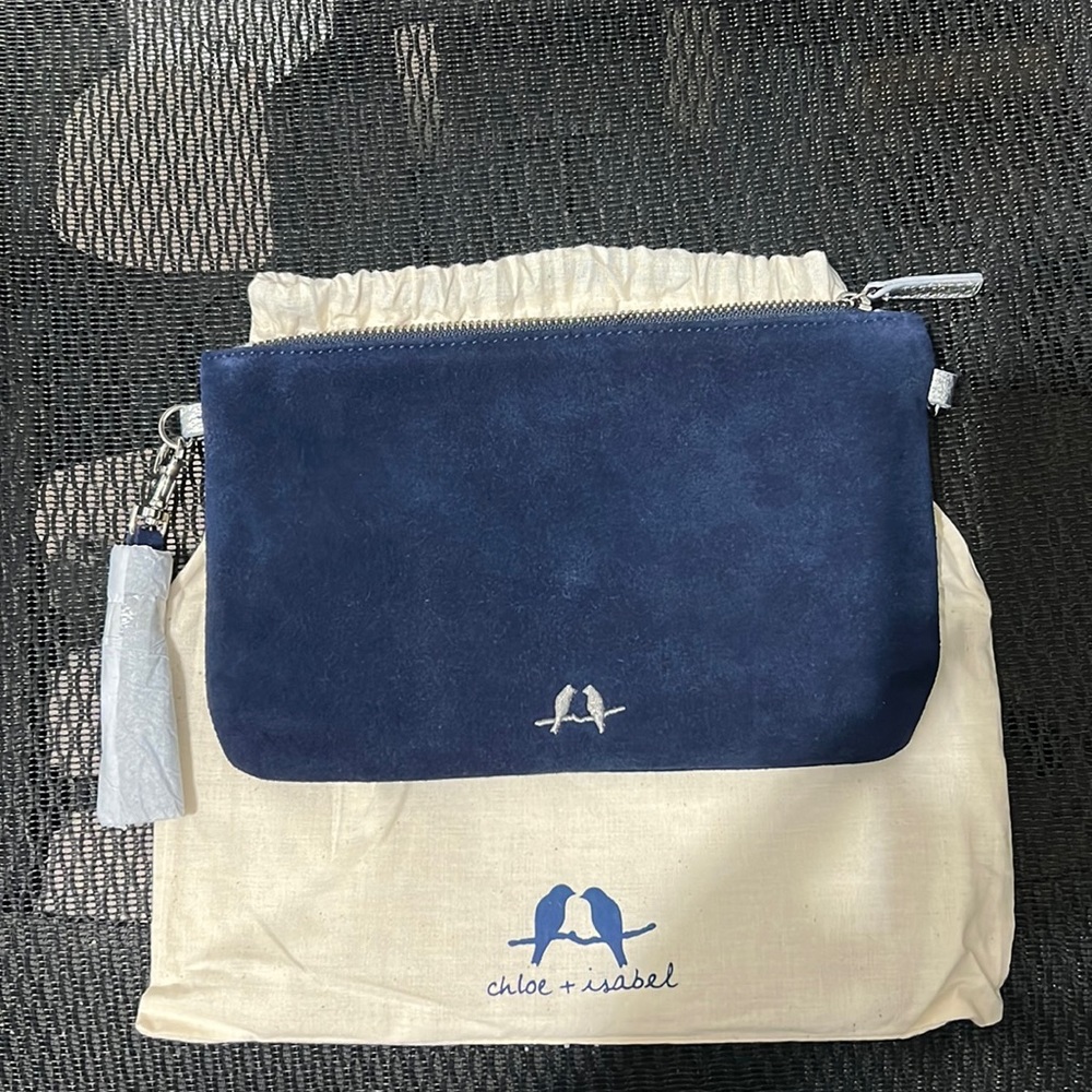 New Chloe + Isabel Navy Suede Clutch